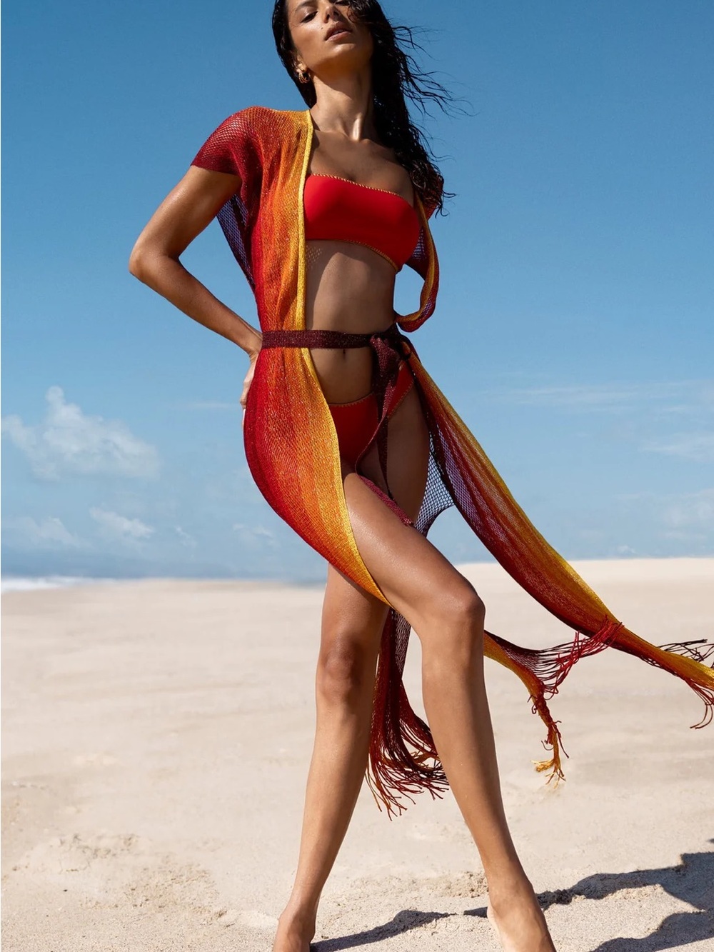 Luli Fama Long Caftán Cover-Up - Sunset Sunshine Addict